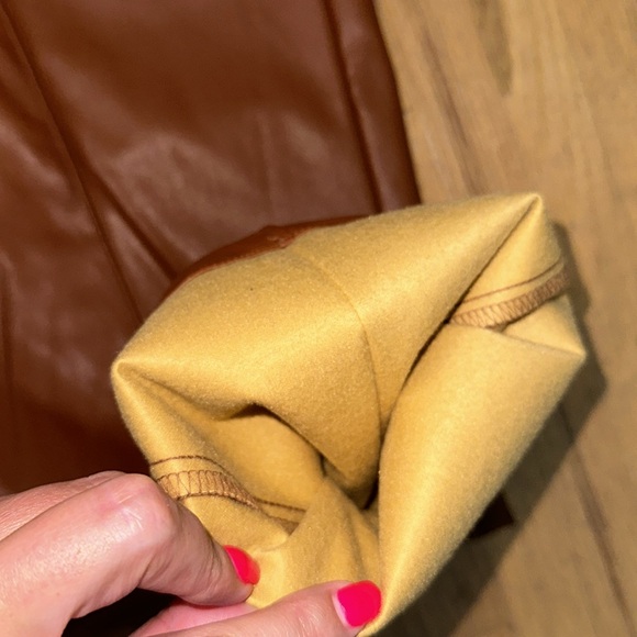 *last chance* Nine West | faux leather brown pants w/ draw string tie at waist - Picture 7 of 16